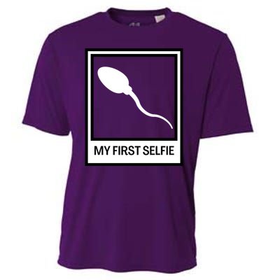 Funny Sperm Picture Quote My First Selfie Design Sperm Cool Cooling Performance Crew T-Shirt