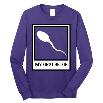 Funny Sperm Picture Quote My First Selfie Design Sperm Cool Long Sleeve Shirt