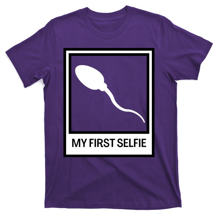 Funny Sperm Picture Quote My First Selfie Design Sperm Cool T-Shirt