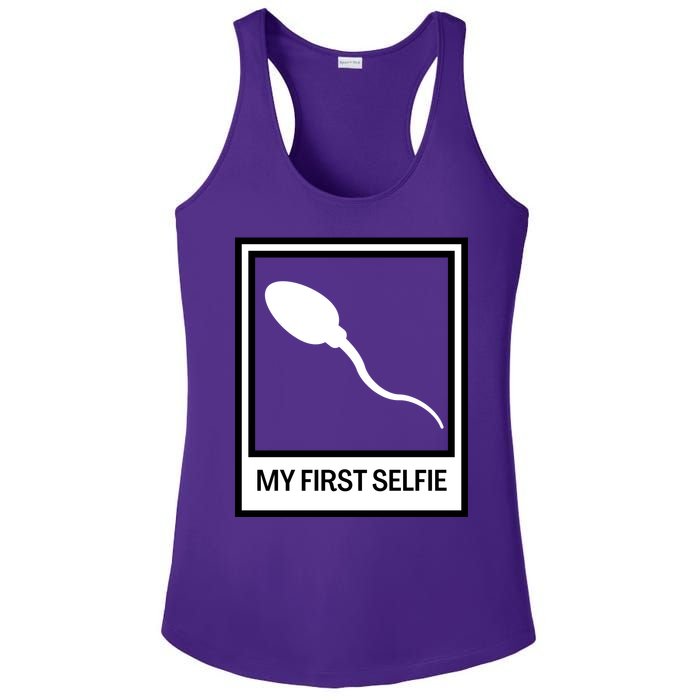 Funny Sperm Picture Quote My First Selfie Design Sperm Cool Ladies PosiCharge Competitor Racerback Tank