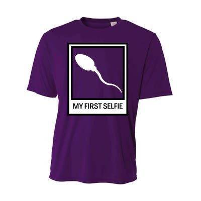 Funny Sperm Picture Quote My First Selfie Design Sperm Cool Performance Sprint T-Shirt