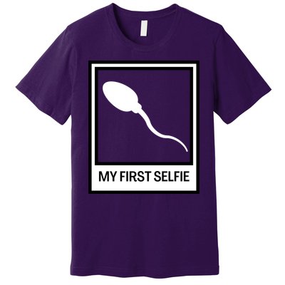 Funny Sperm Picture Quote My First Selfie Design Sperm Cool Premium T-Shirt