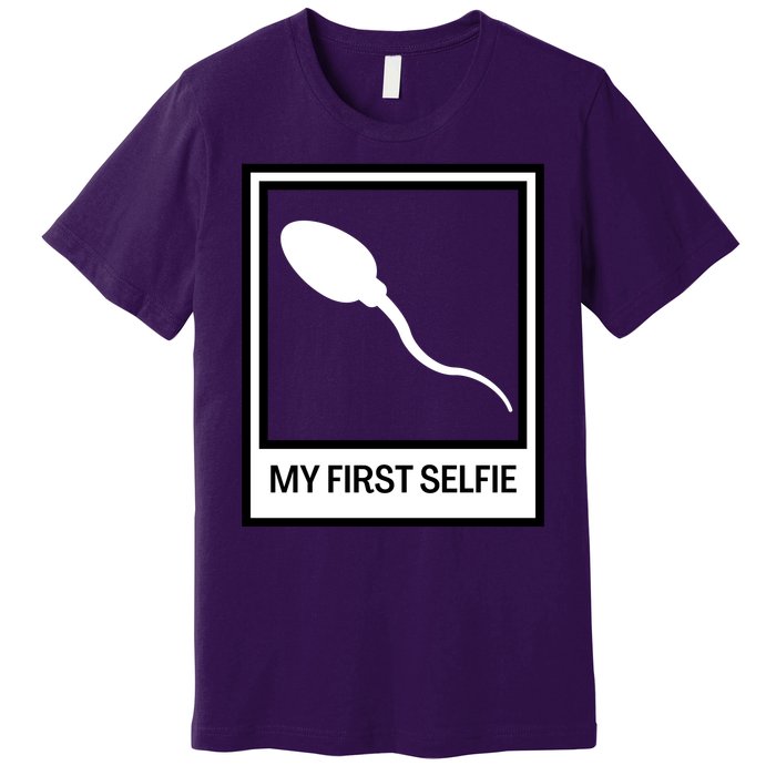 Funny Sperm Picture Quote My First Selfie Design Sperm Cool Premium T-Shirt