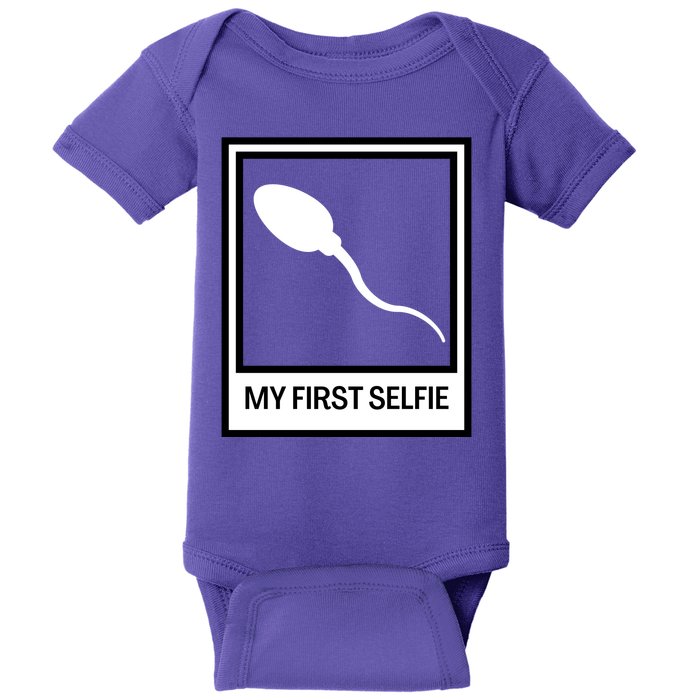 Funny Sperm Picture Quote My First Selfie Design Sperm Cool Baby Bodysuit