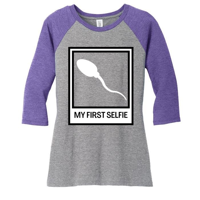 Funny Sperm Picture Quote My First Selfie Design Sperm Cool Women's Tri-Blend 3/4-Sleeve Raglan Shirt