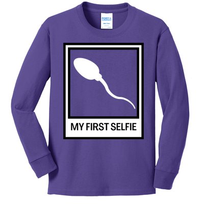 Funny Sperm Picture Quote My First Selfie Design Sperm Cool Kids Long Sleeve Shirt