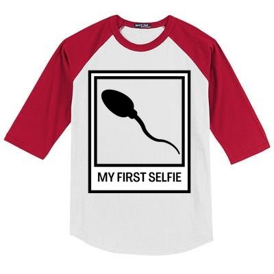 Funny Sperm Picture Quote My First Selfie Design Sperm Cool Kids Colorblock Raglan Jersey