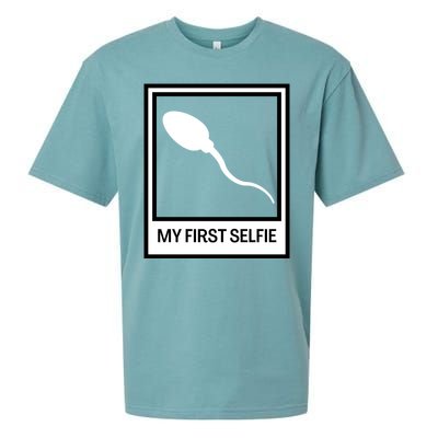 Funny Sperm Picture Quote My First Selfie Design Sperm Cool Sueded Cloud Jersey T-Shirt