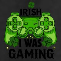 Funny St Patricks Day Irish I Was Gaming 7 Panel Mesh Trucker Snapback Hat