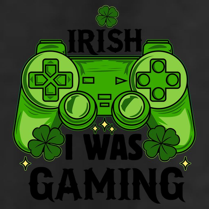 Funny St Patricks Day Irish I Was Gaming 7 Panel Mesh Trucker Snapback Hat