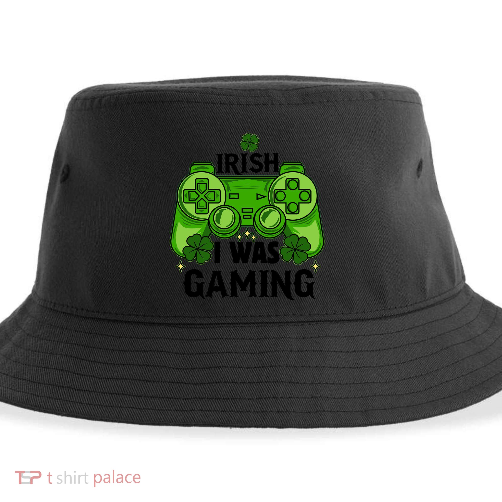 Funny St Patricks Day Irish I Was Gaming Sustainable Bucket Hat