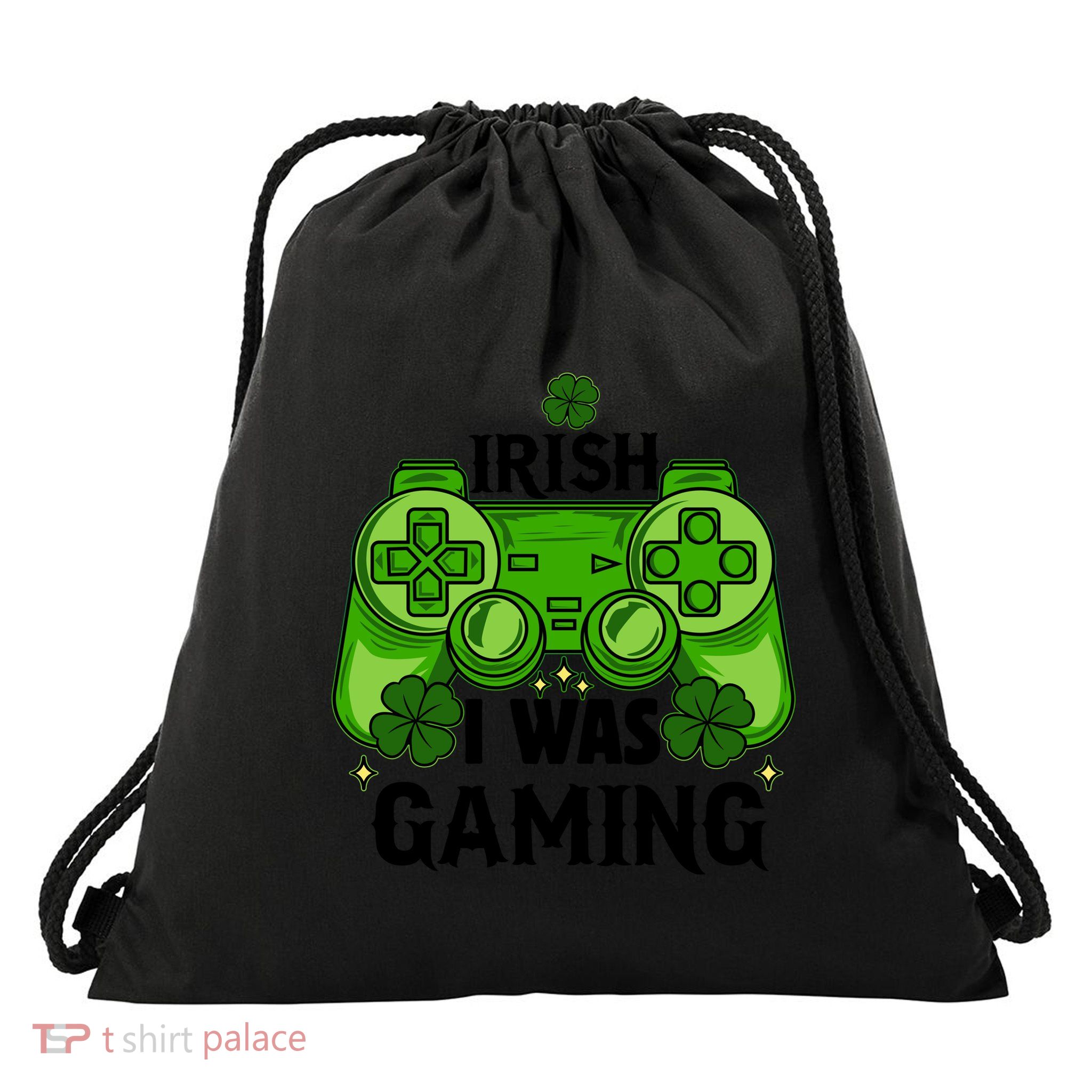 Funny St Patricks Day Irish I Was Gaming Drawstring Bag
