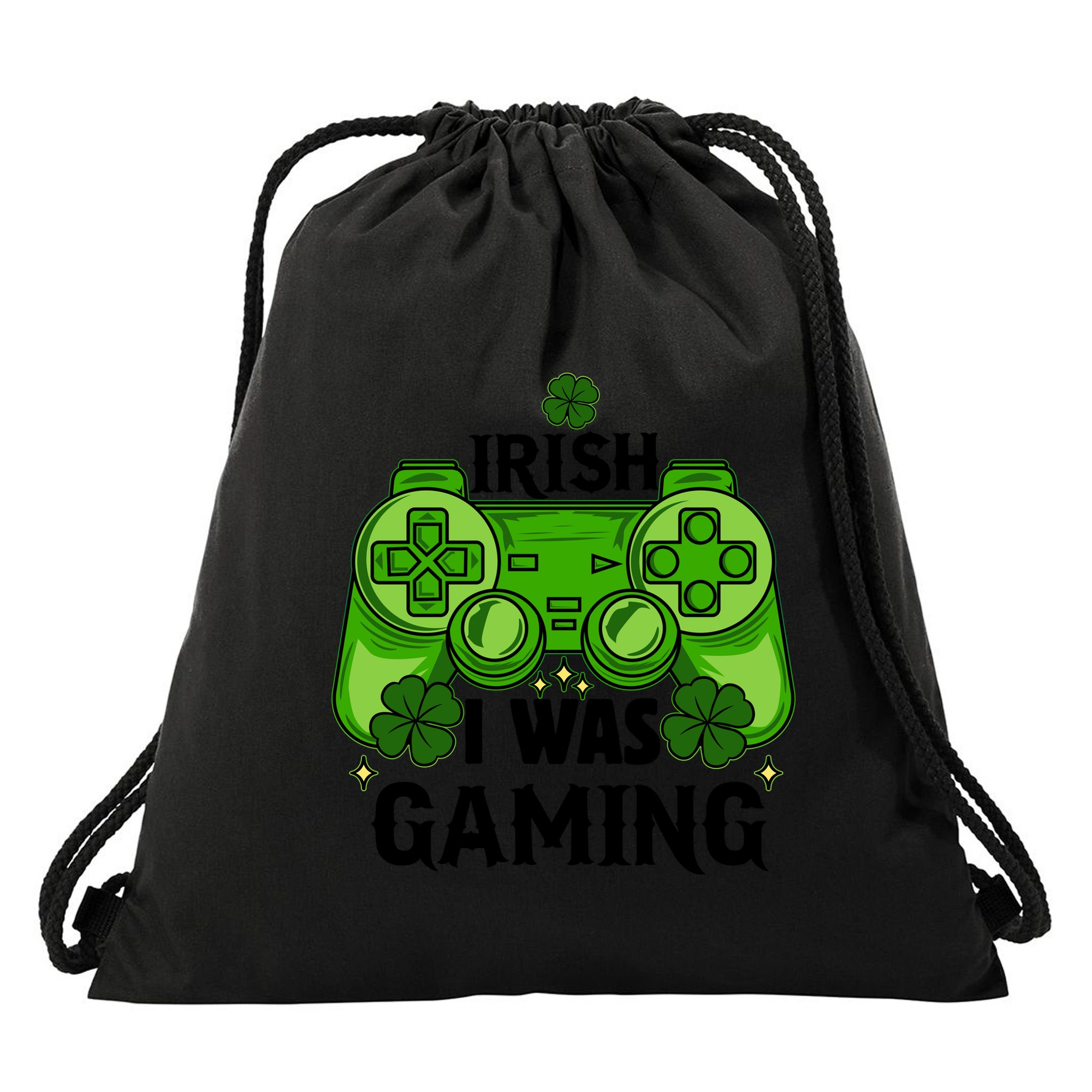 Funny St Patricks Day Irish I Was Gaming Drawstring Bag