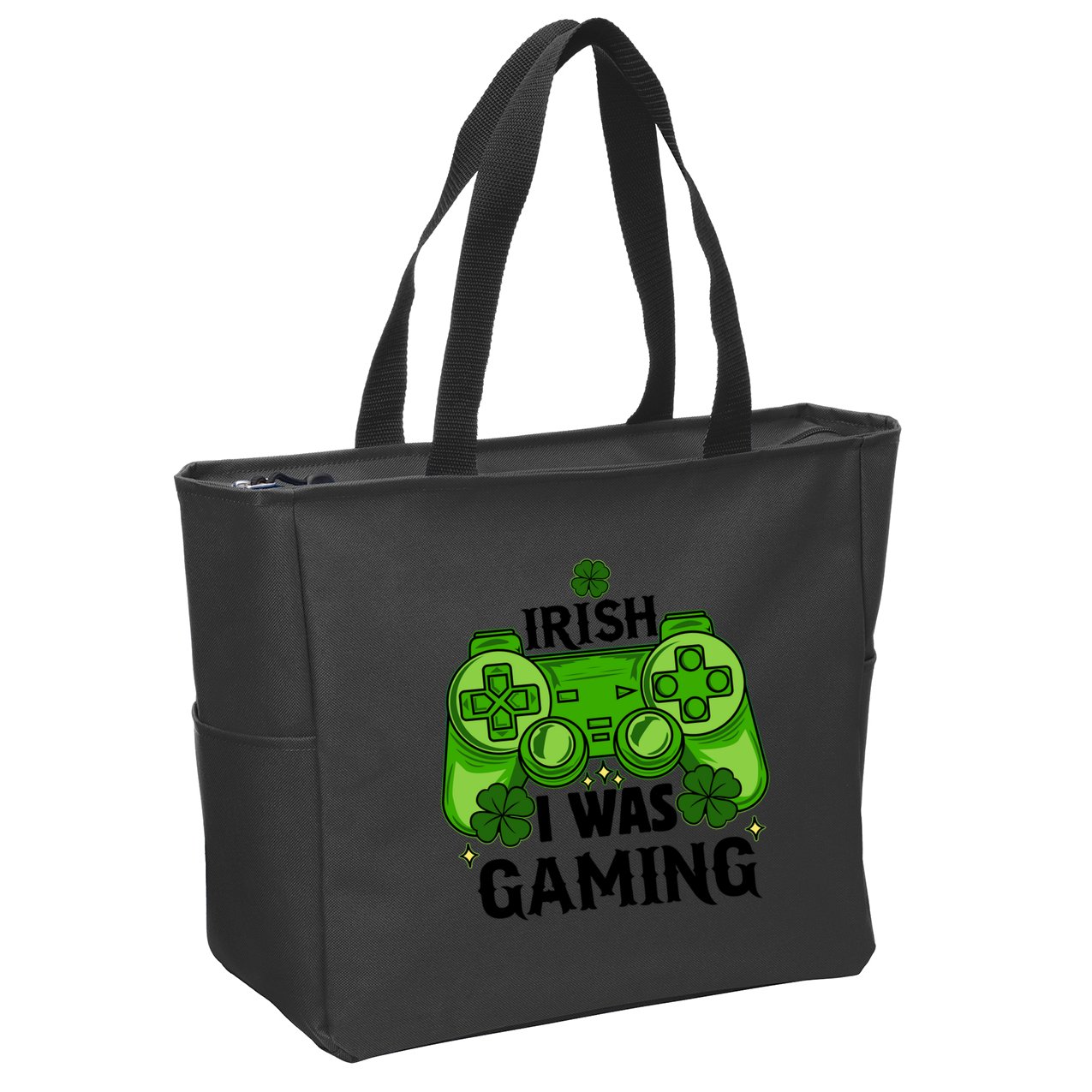 Funny St Patricks Day Irish I Was Gaming Zip Tote Bag
