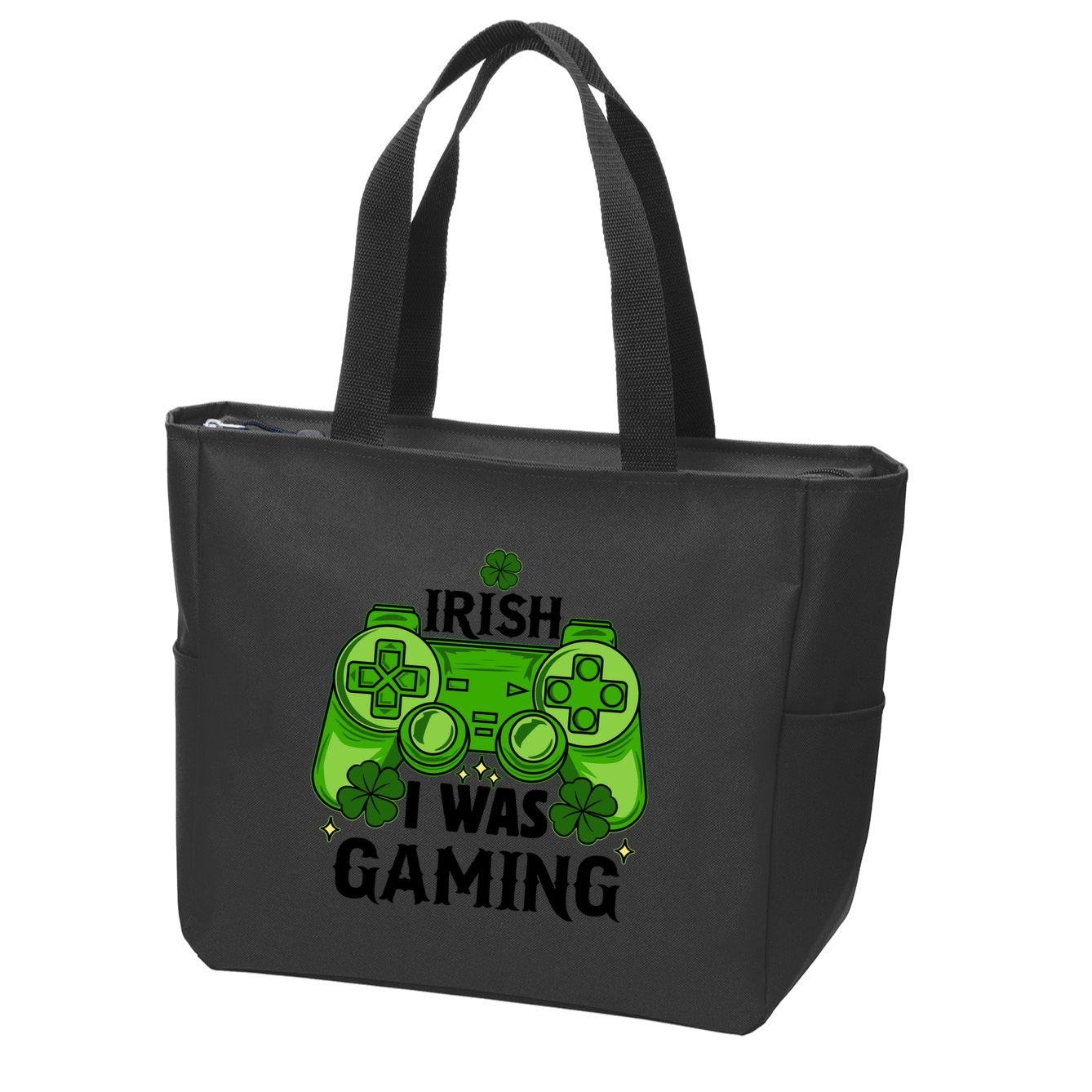 Funny St Patricks Day Irish I Was Gaming Zip Tote Bag