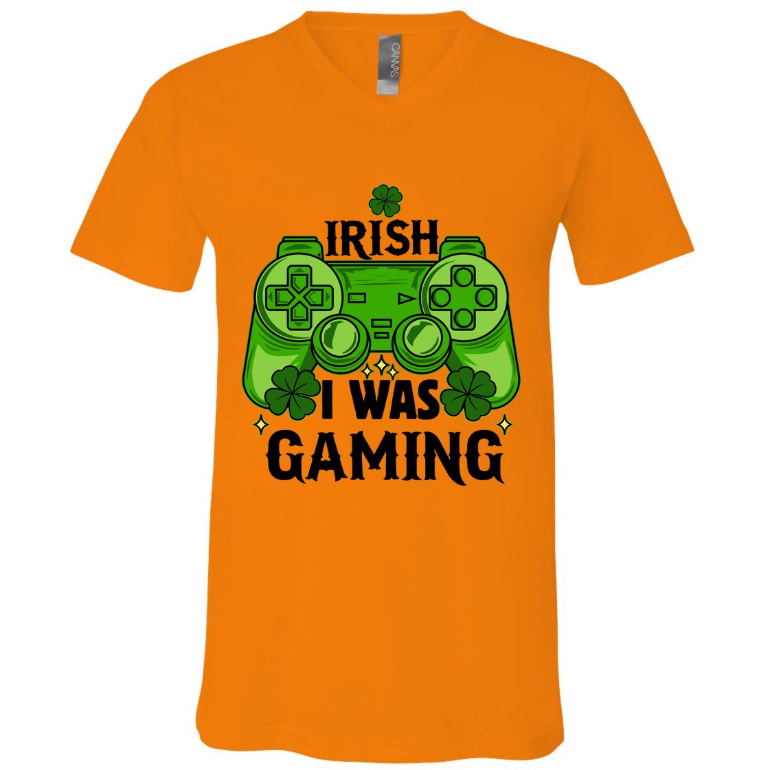 Funny St Patricks Day Irish I Was Gaming V-Neck T-Shirt