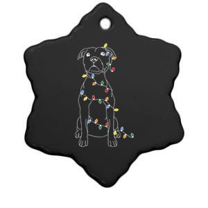 Funny Santa Pitbull Christmas Lights Pitbull Dog Lover Xmas Great Gift Ceramic Star Ornament