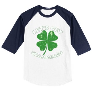 Funny St Patricks Day With Lets Get Shammered Baseball Sleeve Shirt