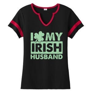 Funny St Patrick's Day I Love My Irish Husband Lucky Shamrock Clover Ladies Halftime Notch Neck Tee