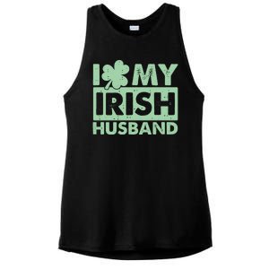 Funny St Patrick's Day I Love My Irish Husband Lucky Shamrock Clover Ladies PosiCharge Tri-Blend Wicking Tank