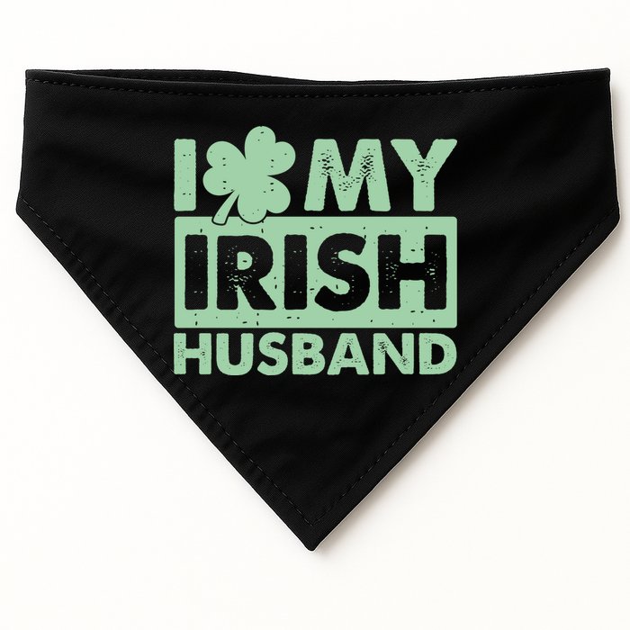 Funny St Patrick's Day I Love My Irish Husband Lucky Shamrock Clover USA-Made Doggie Bandana