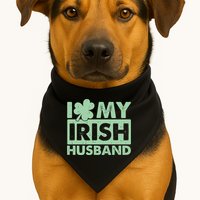 Funny St Patrick's Day I Love My Irish Husband Lucky Shamrock Clover USA-Made Doggie Bandana