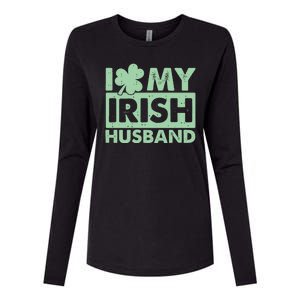 Funny St Patrick's Day I Love My Irish Husband Lucky Shamrock Clover Womens Cotton Relaxed Long Sleeve T-Shirt