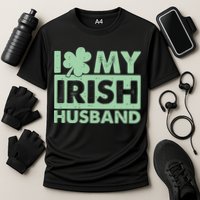 Funny St Patrick's Day I Love My Irish Husband Lucky Shamrock Clover Cooling Performance Crew T-Shirt