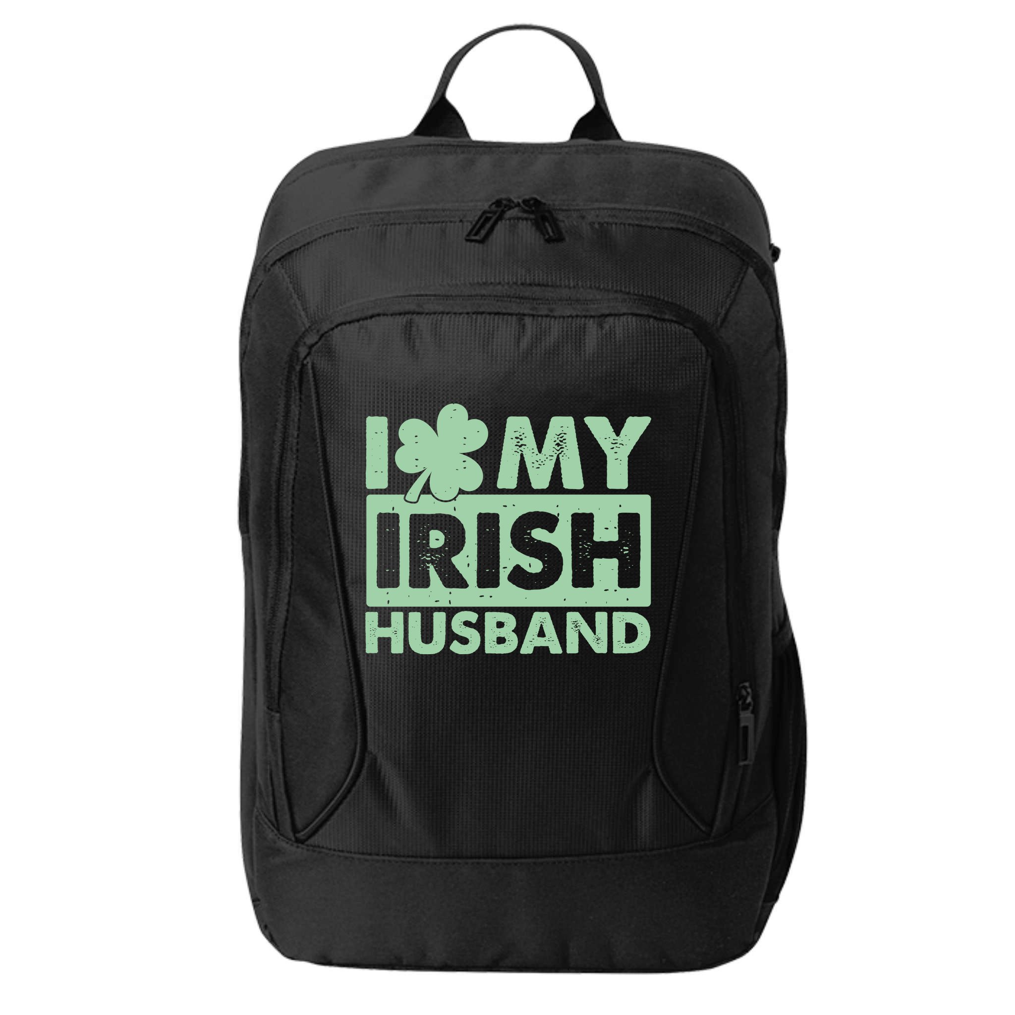 Funny St Patrick's Day I Love My Irish Husband Lucky Shamrock Clover City Backpack