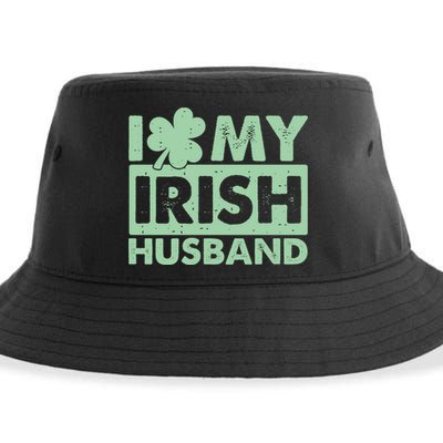 Funny St Patrick's Day I Love My Irish Husband Lucky Shamrock Clover Sustainable Bucket Hat