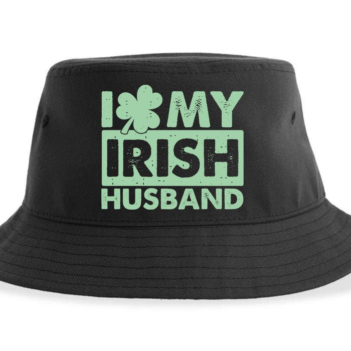 Funny St Patrick's Day I Love My Irish Husband Lucky Shamrock Clover Sustainable Bucket Hat