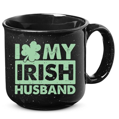 Funny St Patrick's Day I Love My Irish Husband Lucky Shamrock Clover 15oz Campfire Ceramic Mug
