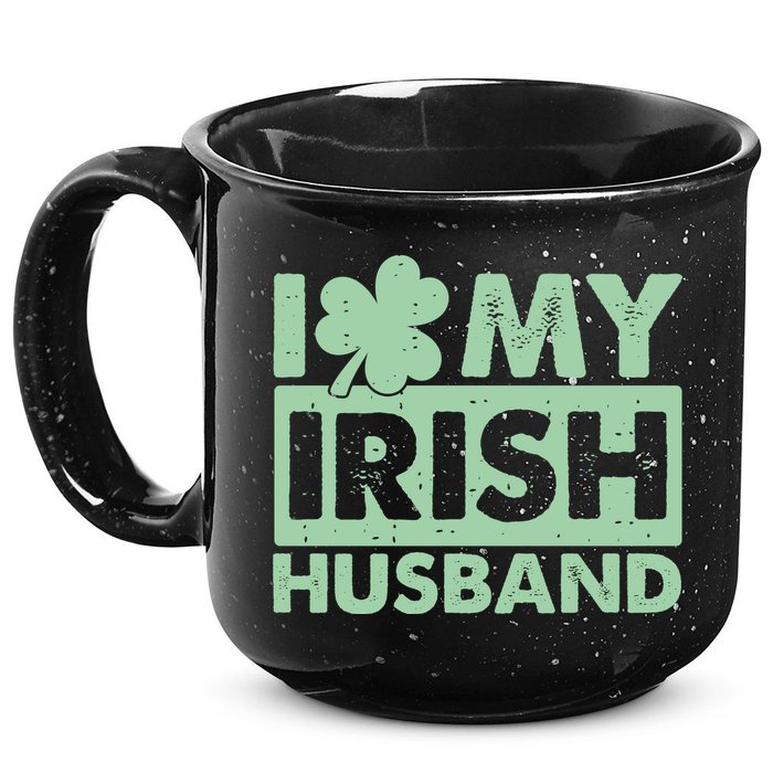 Funny St Patrick's Day I Love My Irish Husband Lucky Shamrock Clover 15oz Campfire Ceramic Mug