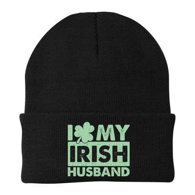 Funny St Patrick's Day I Love My Irish Husband Lucky Shamrock Clover Knit Cap Winter Beanie