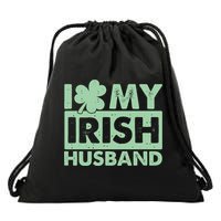 Funny St Patrick's Day I Love My Irish Husband Lucky Shamrock Clover Drawstring Bag