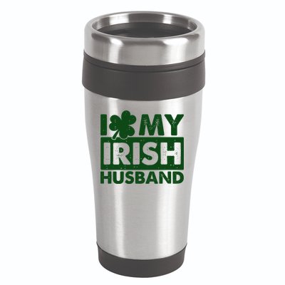 Funny St Patrick's Day I Love My Irish Husband Lucky Shamrock Clover 16oz Travel Tumbler