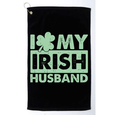 Funny St Patrick's Day I Love My Irish Husband Lucky Shamrock Clover Golf Towel