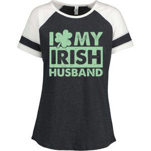 Funny St Patrick's Day I Love My Irish Husband Lucky Shamrock Clover Enza Ladies Jersey Colorblock Tee