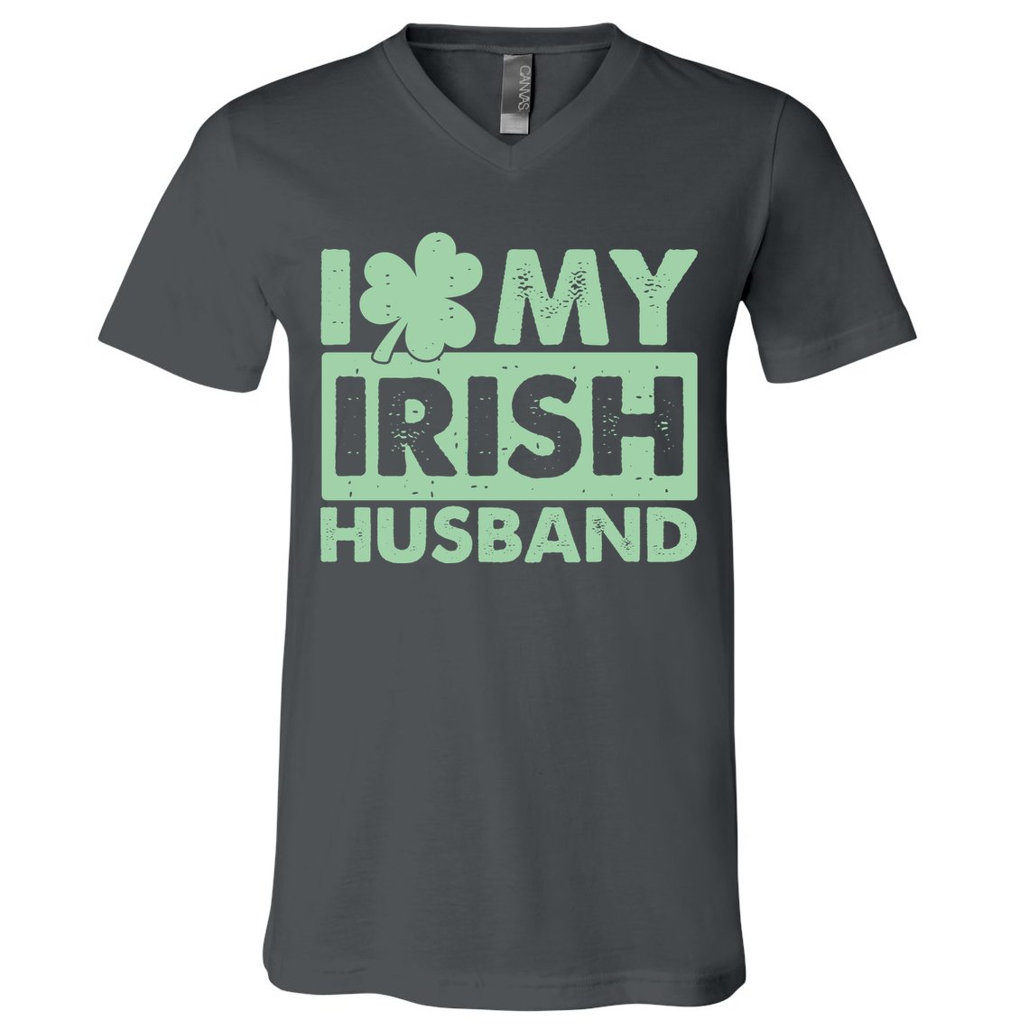 Funny St Patrick's Day I Love My Irish Husband Lucky Shamrock Clover V-Neck T-Shirt
