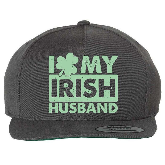 Funny St Patrick's Day I Love My Irish Husband Lucky Shamrock Clover Wool Snapback Cap