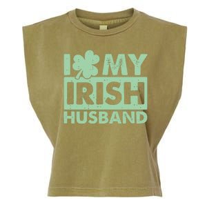 Funny St Patrick's Day I Love My Irish Husband Lucky Shamrock Clover Garment-Dyed Women's Muscle Tee