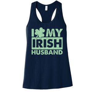 Funny St Patrick's Day I Love My Irish Husband Lucky Shamrock Clover Women's Racerback Tank