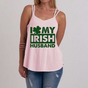 Funny St Patrick's Day I Love My Irish Husband Lucky Shamrock Clover Women's Strappy Tank