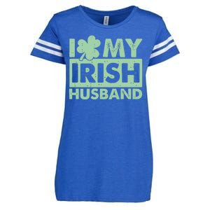 Funny St Patrick's Day I Love My Irish Husband Lucky Shamrock Clover Enza Ladies Jersey Football T-Shirt