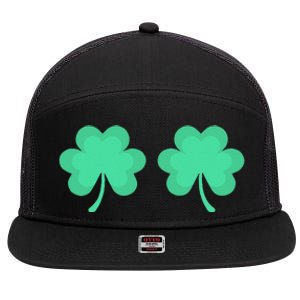 Funny St. Pattys Day Four 4 Leaf Clover Bra 7 Panel Mesh Trucker Snapback Hat