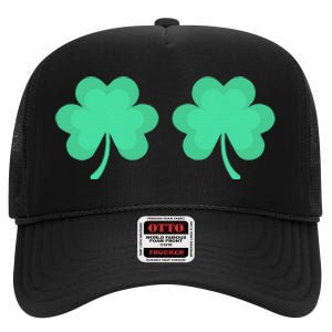 Funny St. Pattys Day Four 4 Leaf Clover Bra High Crown Mesh Back Trucker Hat