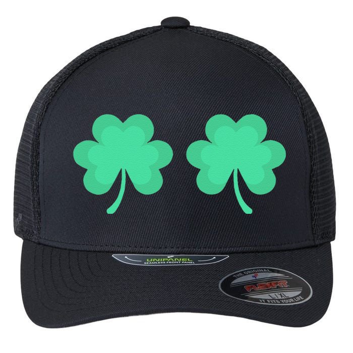 Funny St. Pattys Day Four 4 Leaf Clover Bra Flexfit Unipanel Trucker Cap