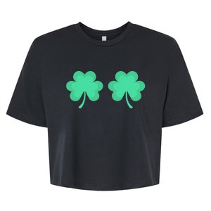 Funny St. Pattys Day Four 4 Leaf Clover Bra Bella+Canvas Jersey Crop Tee