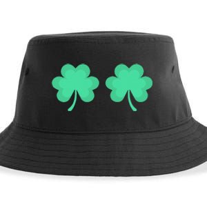 Funny St. Pattys Day Four 4 Leaf Clover Bra Sustainable Bucket Hat