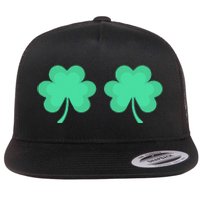 Funny St. Pattys Day Four 4 Leaf Clover Bra Flat Bill Trucker Hat